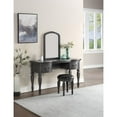 thumbnail image 2 of Poundex Wooden Makeup Vanity Set Desk, Mirror and Stool - Gray, 54" W x 19" D x 60" H, Package Weight 110, 2 of 5