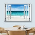 thumbnail image 3 of wall26 Canvas Print Wall Art Window View Teal Tropical Blue Ocean Shore Horizon Wilderness Nature Photography Realism Scenic Landscape Colorful Multicolor for Living Room, Bedroom, Office - 32&quot;x, 3 of 5
