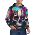 thumbnail image 2 of Pofeuu Modern Abstract Colorful Skull B Print Mens Casual Hooded Collar Drawstring Hoodies Pullover Sweatshirts Casual Long Sleeve Shirts-3X-Large, 2 of 7