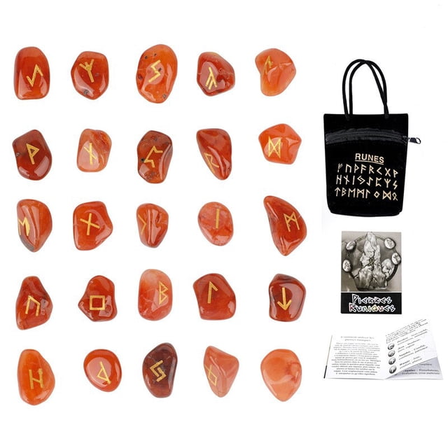 25Pcs/set Natural Wooden Rune Stone Irregular Divination Fortune-telling Healing Meditation Engraved Energy Stone GiftRose QuartzUnited States He Qiyong unisex