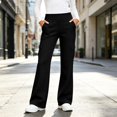 thumbnail image 6 of Women's Yoga Pants with 6 Cargo Pockets Wide Leg Cargo Pants Stretchy Soft Fabric Slim Fit, Pull On, Tummy Control Leggings, Wide Leg, Skinny, Comfort, Hiking Black S, 6 of 9
