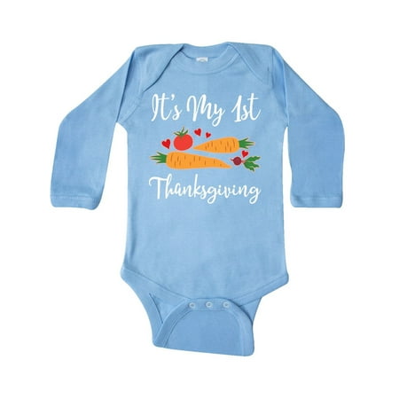 

Inktastic Babys 1st Thanksgiving Vegan Gift Baby Boy or Baby Girl Long Sleeve Bodysuit