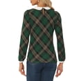 thumbnail image 3 of INSPIRE CHIC Women's  Peter Pan Collar Contrast Long Sleeve Shirt Greens L, 3 of 5