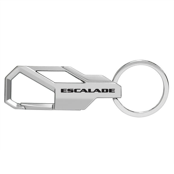 iPick Image for Cadillac Escalade Silver Carabiner-style Snap Hook Metal Key Chain, Official Licensed