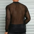 thumbnail image 4 of ZVNAΖH Men's Mesh Fishnet Top Long Sleeve Sheer See Through T Shirt Fitted Muscle Blouse Clubwear, 4 of 8