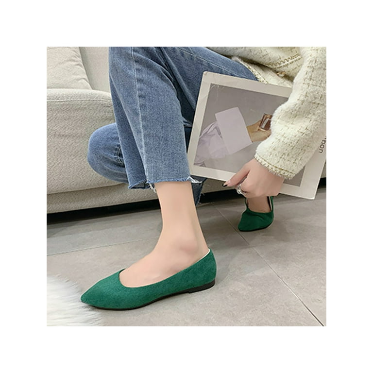 Green flat shoes ladies cheap