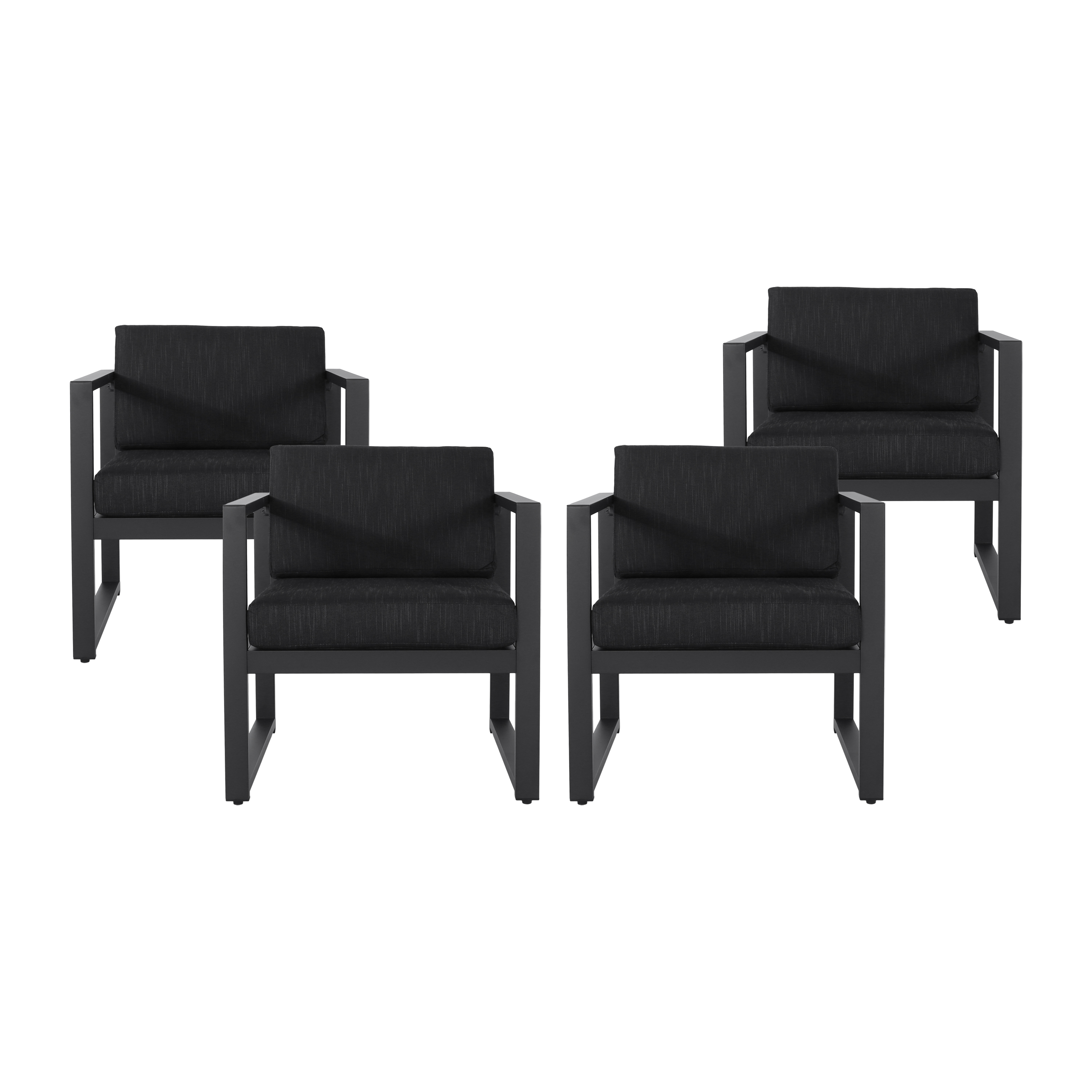 Noble House Navan Outdoor Aluminum Club Chairs (Set of 4)Gray