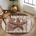 thumbnail image 2 of Round Rug 5Ft Washable Non-Slip, Texas Star Vintage Circle Area Rugs for Living Room Bedroom, Brown Retro Art Red Berry Wooden Indoor Floor Mats Carpet Runner for Home Decor Aesthetic, 2 of 8