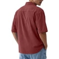 thumbnail image 5 of Domuza Men's Casual Button Down Corduroy Shirts Short Sleeve Regular Fit Fashion Camp Beach Shirts Tops Wine 4XL, 5 of 7