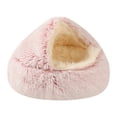 thumbnail image 2 of Cozy Cat Bed - Cozy Cocoon Pet Bed,Round Plush Fluffy Hooded Cave,Indoor/Outdoor,Waterproof & Washable,Calming Anti-Anxiety Design - 19.6 Inch,Pink, 2 of 9