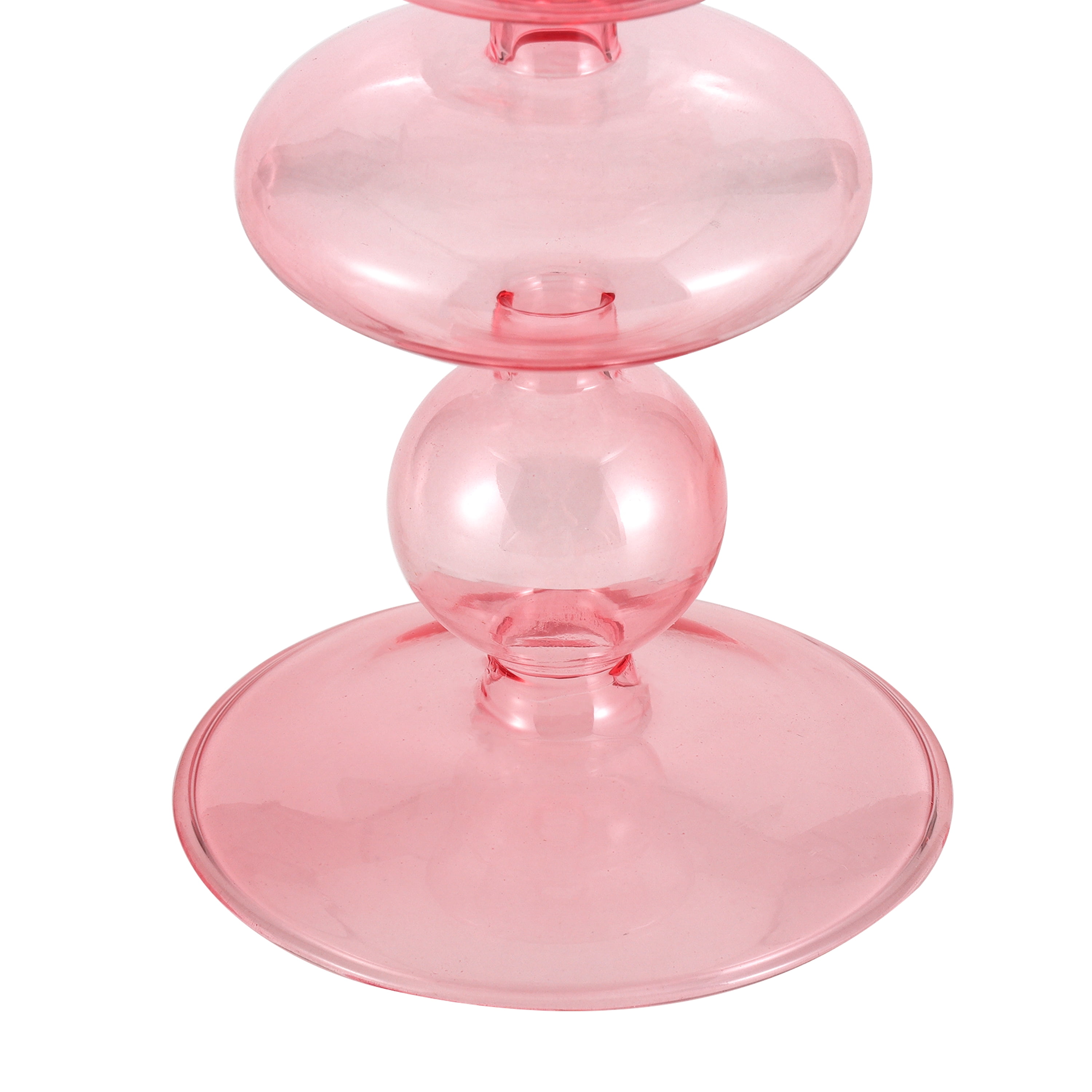Mainstays Pink Translucent 7.87" Tall Glass Bubble Shaped Tabletop Taper Candle Holder, Large