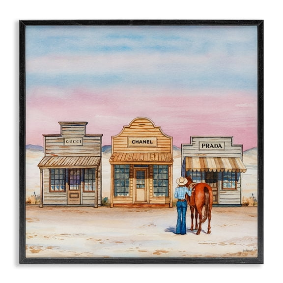 Stupell Industries Glam Trendy Saloon Shops Cowgirl Black Framed Giclee Art, 12 x 12, by Amanda Greenwood