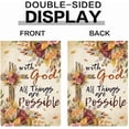 thumbnail image 5 of Religious Cross Garden Flag With God All Things Are Possible Garden Flag Inspirational Christian Yard Flag Fall Floral Summer Outdoor Faith Home Yard Decor Outside Flag 12.5x18, 5 of 6