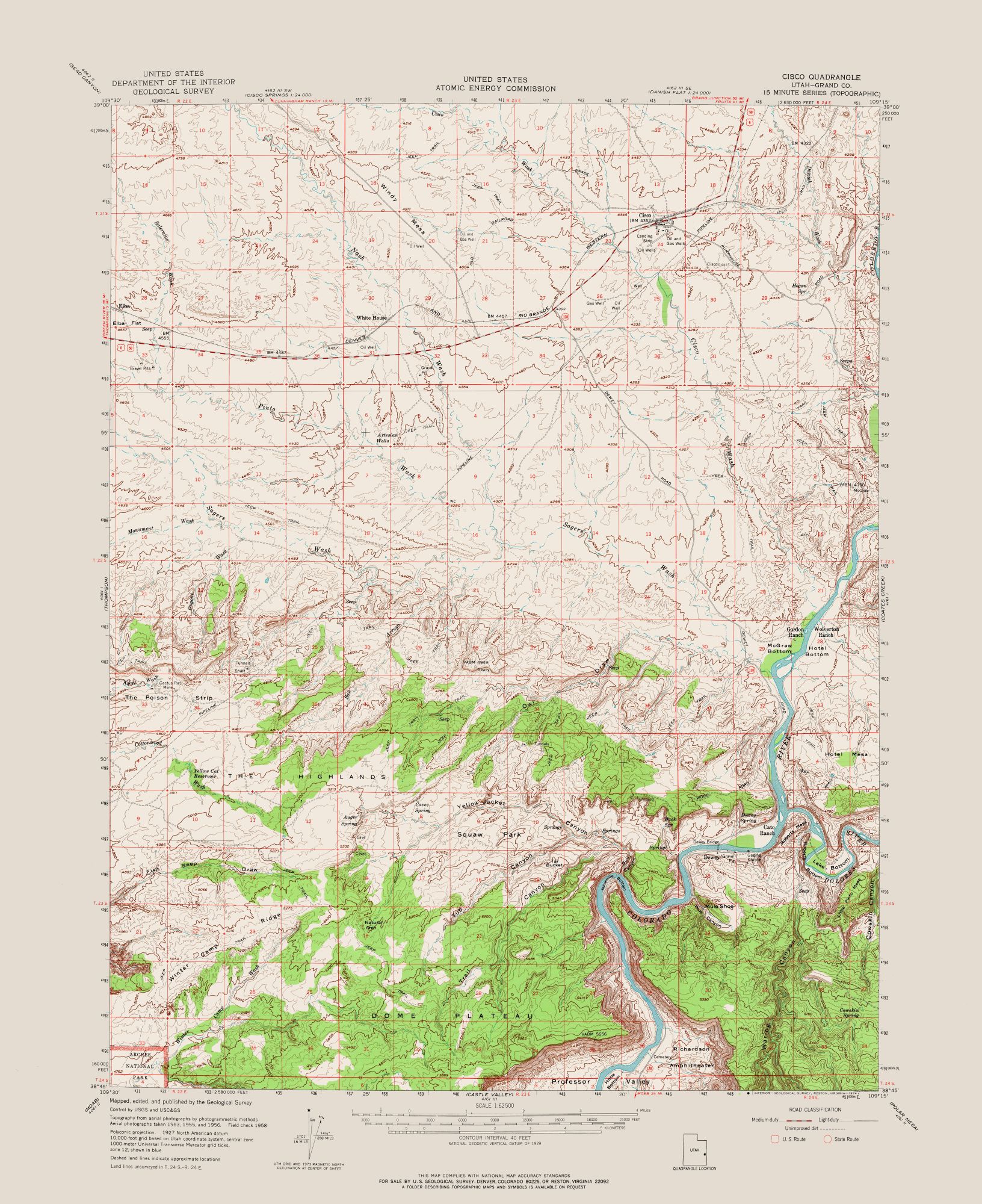 Cisco Utah Quad USGS 1958 23 x 28.19