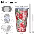 thumbnail image 4 of 16oz Tumblers Pioneer Flower Stainless Steel Vacuum Insulated Double Wall Travel Tumbler Cups Mug with Lid and Straw,Cleaning Brush for Coffee,Tea, 4 of 4