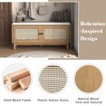 thumbnail image 6 of 43" Shoe Storage Bench with Cushion, 2-Tier Wood Bench with Adjustable Shelves and 2 Rattan Doors, Rustic Shoe Organizer Cabinet for Entryway, Hallway, 6 of 9
