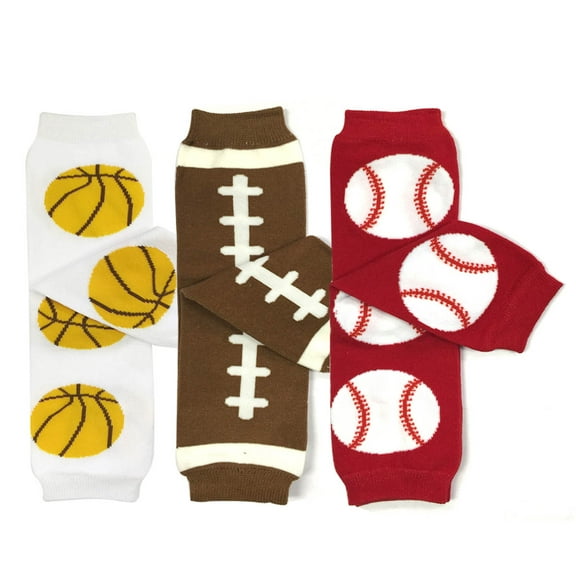 Wrapables® Baby 3-Pair Leg Warmers O/S Basketball, Football, Baseball