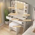 thumbnail image 6 of VEANERWOOD Makeup Vanity Desk Sets with Mirror 3 Lighting Color, Modern Dressing Table Set with 2 Large Drawers, Power Strip, Stool for Women Girls Bedroom, 6 of 6