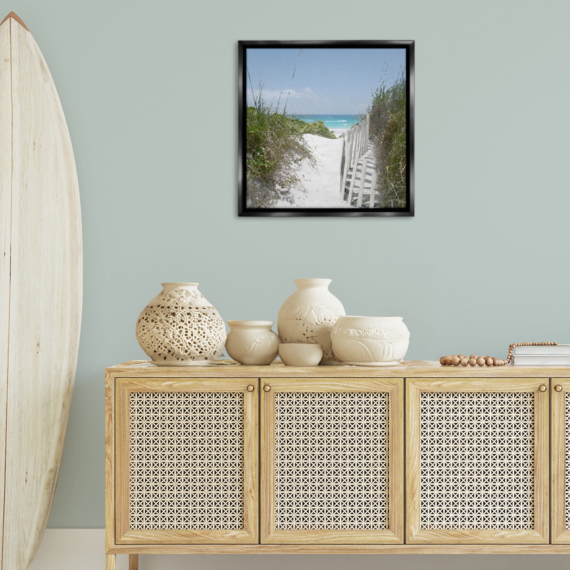 Stupell Industries To The Sea Landscape Coastal Photography Black Floater Framed Canvas Art Print Wall Art, 25 x 25