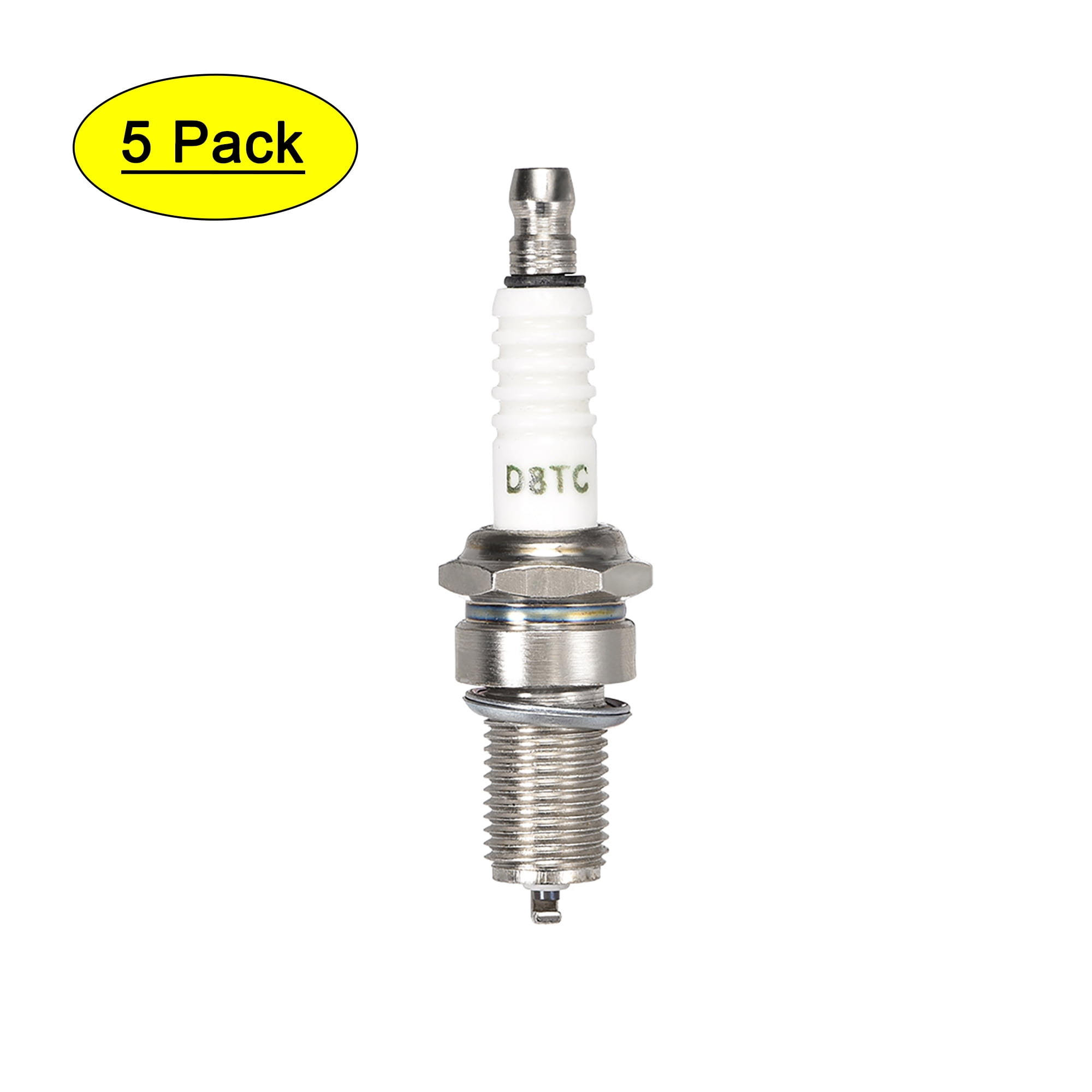 WOOSTAR D8TC Spark Plug with 3 Electrode Replacement for 4 Stroke 125cc 150cc 200cc 250cc ATV Dirt Bike Go Kart Moped Scooter Pack of 4 