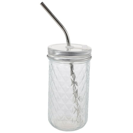 

NUOLUX 1 Set of Creative Juice Cup Glass Straw Cup with Lid Water Drinking Cup for Home
