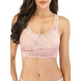 thumbnail image 2 of Women Lace Racerback Bralette Padded with Front Lace Cover Sports Bra Wireless Bra Sleep Bra, 2 of 7