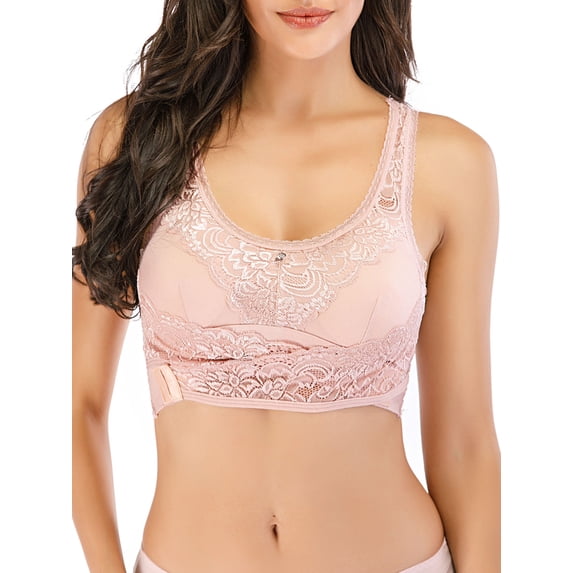 LELINTA Women Floral Lace Bralette Padded Breathable Sexy Racerback Lace Bra