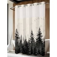 thumbnail image 4 of Mist Forest No Hook Shower Curtain Waterproof, Bathroom Curtains with Snap in Liners and See Through Top Window, Beige Farmhouse Vintage Nature Scenery Hotel Style Bathtub Curtains Shower 72"Wx84"L, 4 of 8