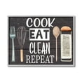 thumbnail image 4 of Stupell Industries Cook Eat Clean Humorous Quote Rustic Kitchenware Graphic Art Black Framed Art Print Wall Art, 16x20, by ND Art, 4 of 5