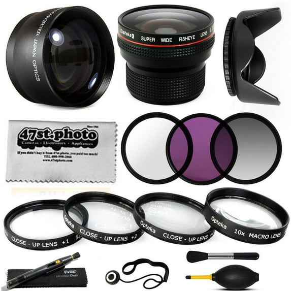 58MM 15 Piece Macro Fisheye Telephoto Lens Filters Set for Canon EOS 1D 1Dx 1Ds 1Dc 5DM2 5DM3 5D Mark II III 2 3 6D 7D 10D 20D 20Da 30D 40D 50D 60D 60Da 70D Rebel SL1 T3 T3i T4i T5 T5i Digital SLR