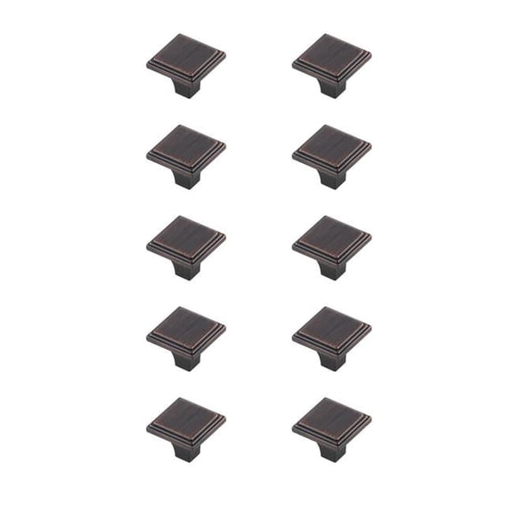 1 in. Wilow Oil-Rubbed Bronze Square Knob, Set of 10