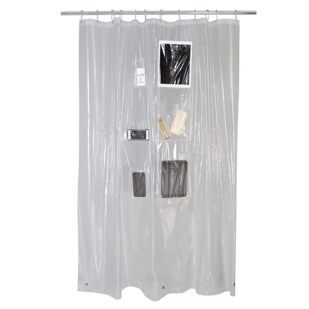 Bath Bliss 70" x 72" 6 Pocket Tech PVC Shower Curtain Liner with