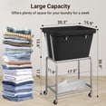 thumbnail image 2 of Laundry Cart with Wheels, Rolling Laundry Hamper with Removable Bag and Shelf, Metal Frame Laundry Basket with 4 Casters and 2 Brakes, Ideal for Bedroom, Bathroom, Laundry Room, Black, 2 of 18