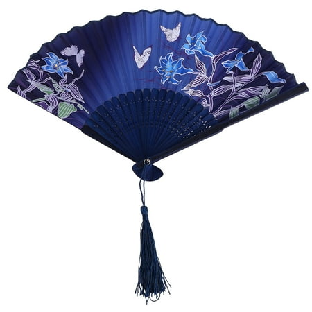 

Vintage Bamboo Folding Hand Held Flower Fan Chinese Dance Party Pocket Gifts