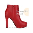 thumbnail image 3 of BLISSFUL STEP Round Toe Platform Chunky Heel Ankle Boots for Women Red 8.5, 3 of 6