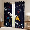 thumbnail image 2 of Manfei Outdoor Spacecraft Blackout Curtains Set of 2 (52x84 Each),Colorful Graffiti Window Curtains,Colorful Stars Print Curtains and Drapes For Boy Teens,Luxury Bedroom Decor, 2 of 6