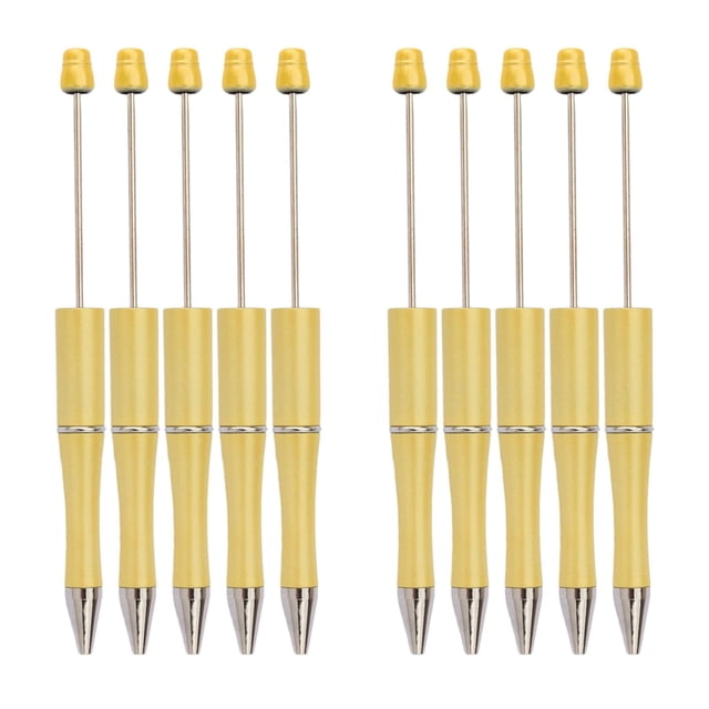 10 piezas de bolígrafo con cuentas, bolígrafo de punta redonda para decoración de fiestas, bolígrafo de escritura novedoso DIY para amarillo