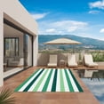 thumbnail image 3 of Green Ombre Grey Striped Outdoor Rug for Patio/Deck/Porch, Non-Slip Large Area Rug 5 x 7 Ft, Farmhouse Stripe Modern Indoor Outdoor Rugs Washable Area Rugs, Reversible Camping Rug Carpet Runner, 3 of 8