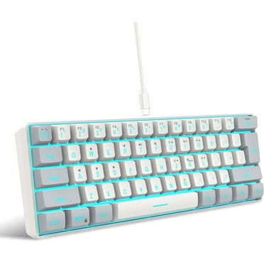 Snpurdiri 60% Wired Gaming Keyboard, RGB Backlit Mini Keyboard, Waterproof Small Ultra-Compact 61 Keys Keyboard for PC/Mac Gamer, Typist, Travel, Easy to Carry on Business Trip(Grey-White)