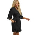 thumbnail image 3 of OLRIKES Women's Satin Robes Soft Short Kimono Bride Robe Sexy Silk, 3 of 5