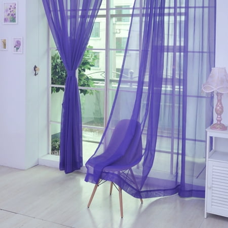 Rainbow Shears - Solid Color Wedding Glass Gauze Transparent Screen Colored Curtains Rainbow Sheer Rod Pocket Top Window Panel Curtain
