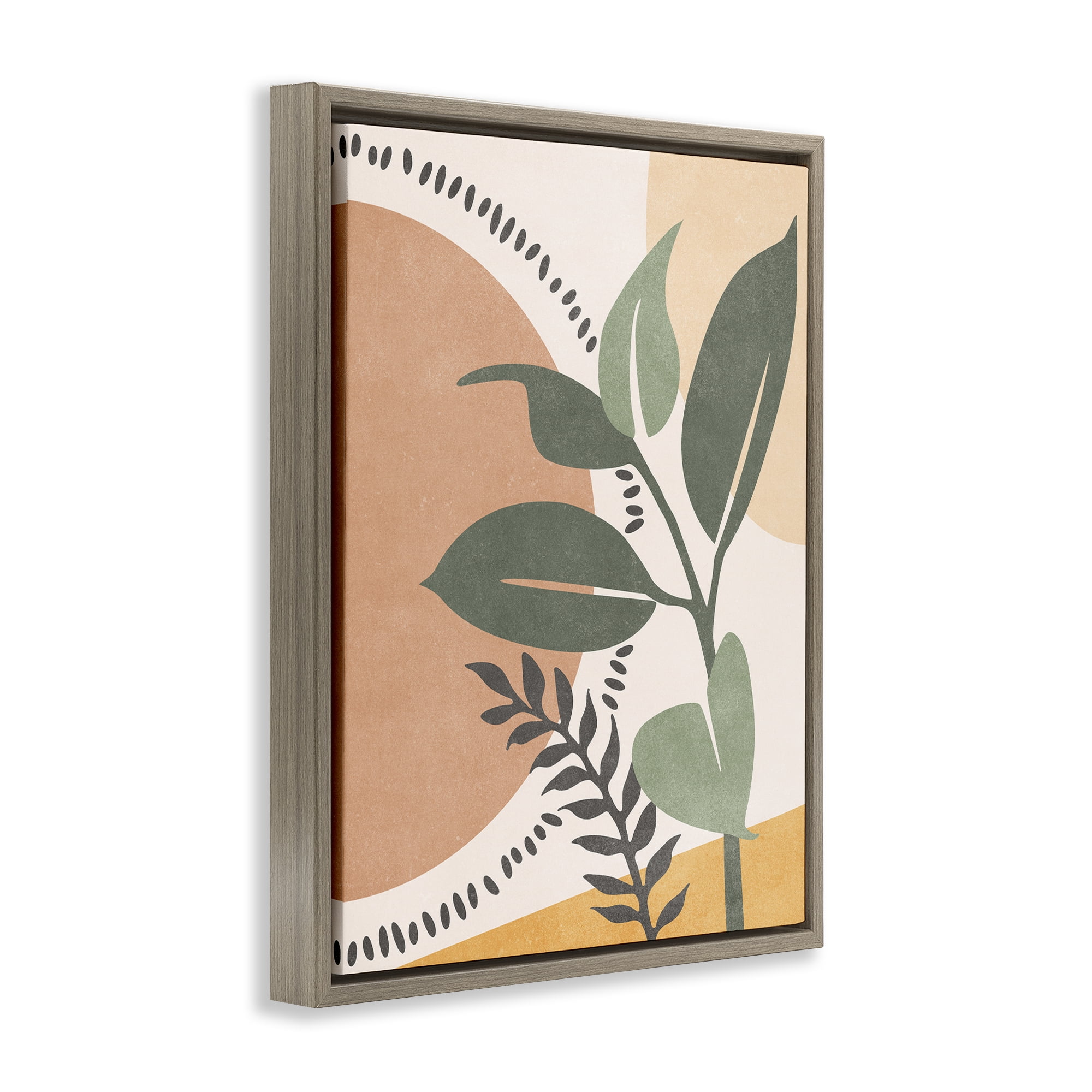Stupell Industries Peachy Tropical Boho Landscape & Nature Painting Brown Floater Framed Canvas Art Print Wall Art, 17 x 21