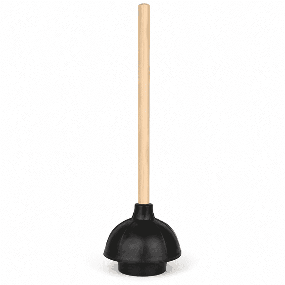 PLERISE Heavy Duty Toilet Plunger, Commercial Grade Double Thrust Force Rubber Cup with Wood Handle (22")