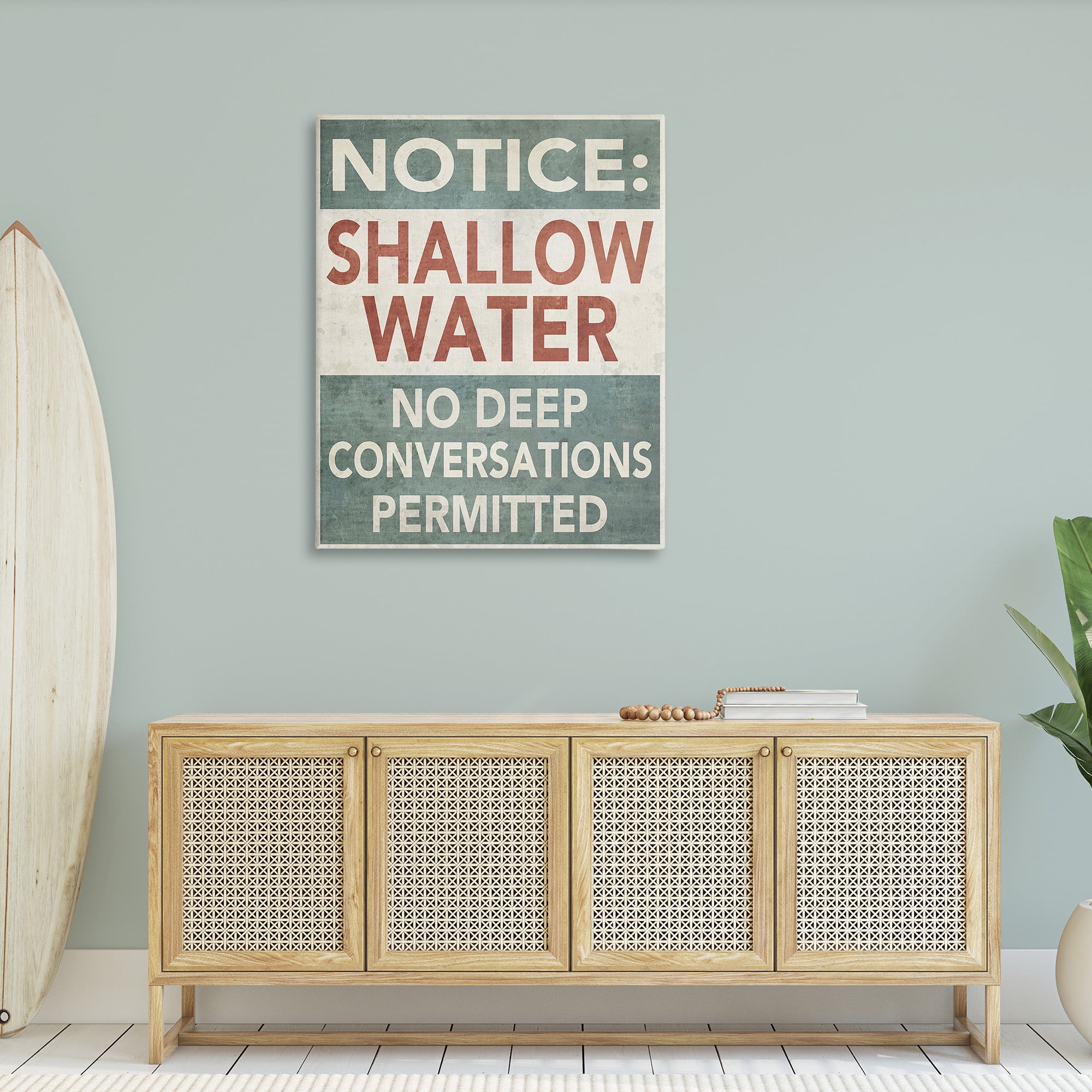 Stupell Industries Vintage Shallow Water Phrase Typography Painting Gallery Wrapped Canvas Art Print Wall Art, 36 x 48