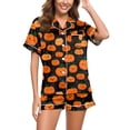 thumbnail image 2 of WTOBBY Ladies' Two-Piece Halloween Pajamas Set Loose Fit Short Sleeve Top & Soft Shorts Printed Sleepwear Comfortable Loungewear Home Wear Cozy Outfit,Orange L, 2 of 6