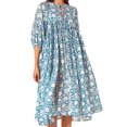 thumbnail image 2 of Gupgi Robe Bohème Ample pour Femmes Florale Col en V Manches Courtes Bouffantes Robe Midi Fluide, 2 of 9
