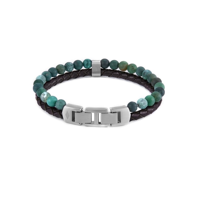 Pulsera Fossil para Hombre de Cuero Marrón Multitira 21,5 cm
