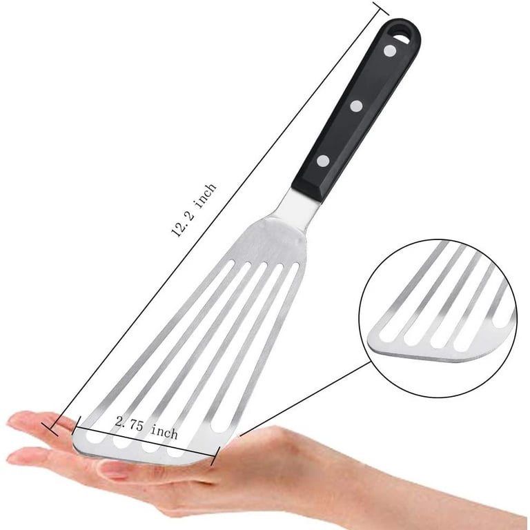 KSENDALO Spatula Set Stainless Steel Thin Metal Egg Spatula Flipper Slotted  Frying Turners for Cooking 2pack (11.8inch)