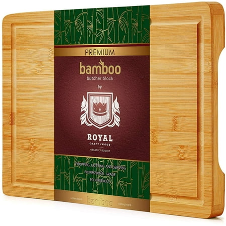 Organic Bamboo Cutting Board with Juice Groove - Best Kitchen Chopping Board