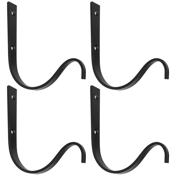 FOMIYES 4Pcs Durable Black Metal Hanging Plant Bracket for Home Balcony Flowerpot and Lantern Hanger